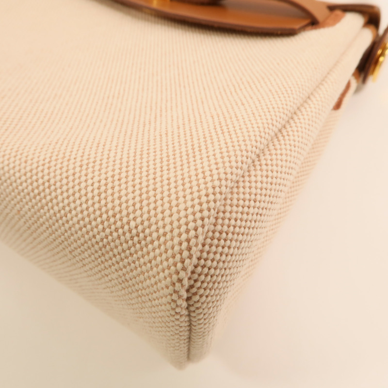 HERMES 帆布Mini Herbag金扣肩背袋Beige/Gold-10