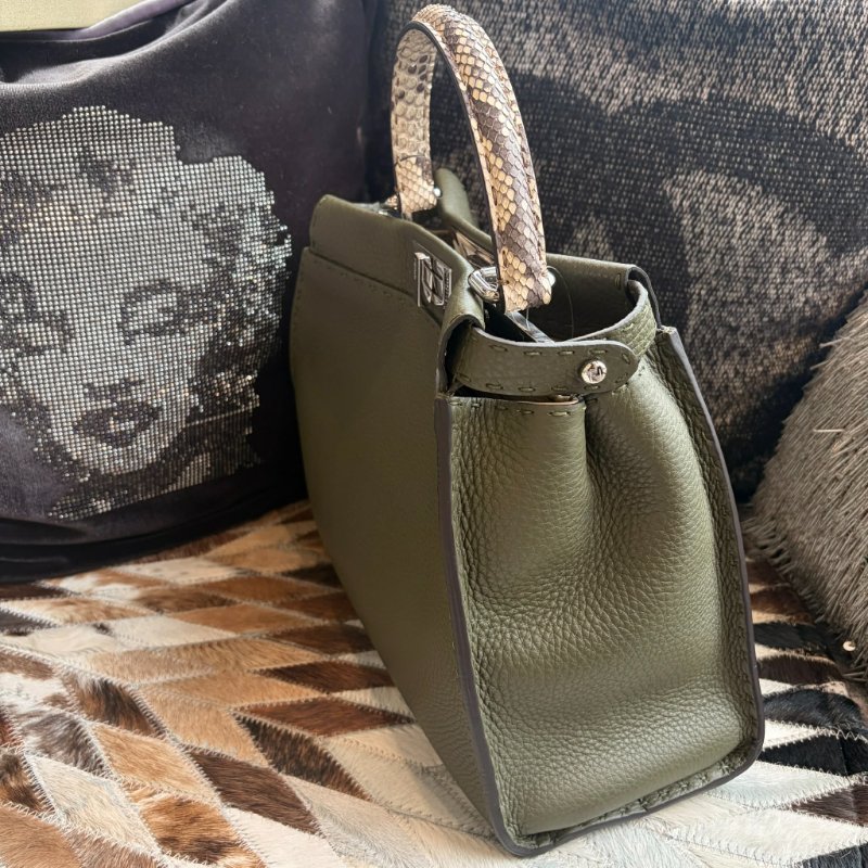 FENDI 手工蛇皮手把Peekaboo 墨綠色-2