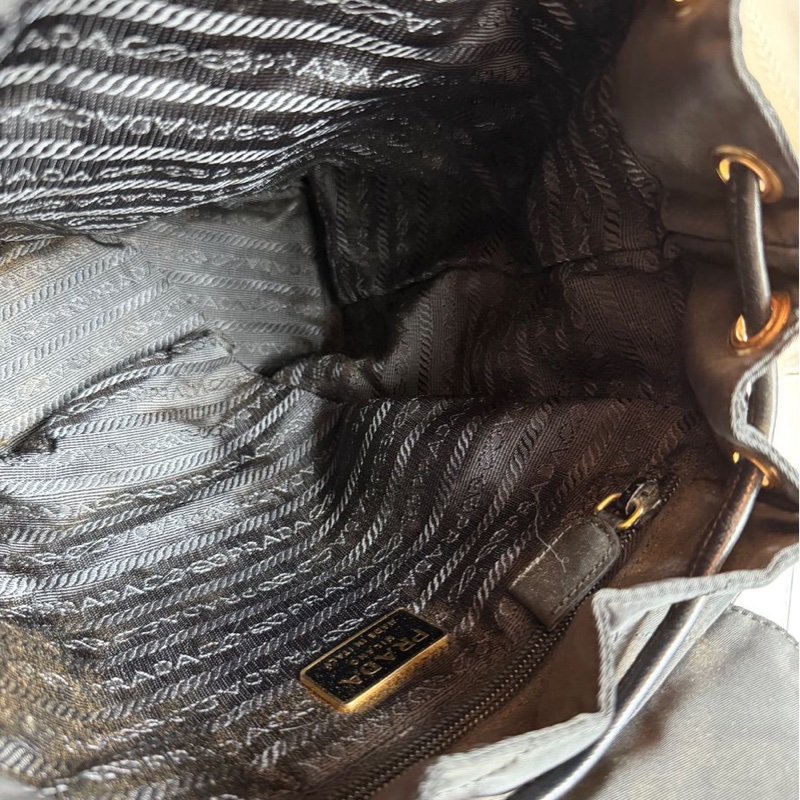 普拉達 黑色尼龍菱格紋背包 後背包 背囊 雙肩包 中古 包包 prada black nylon backpack-15