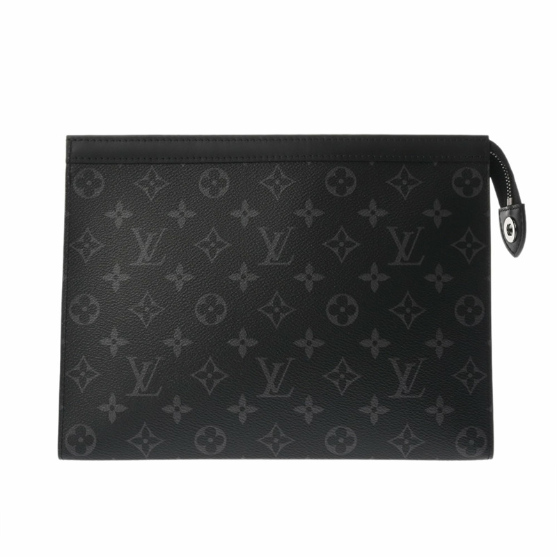 路易威登 (LOUIS VUITTON) Monogram Eclipse Pochette Voyage MM 黑色 M61692 男士帆布二等包 A 級二手 Ginzo-1