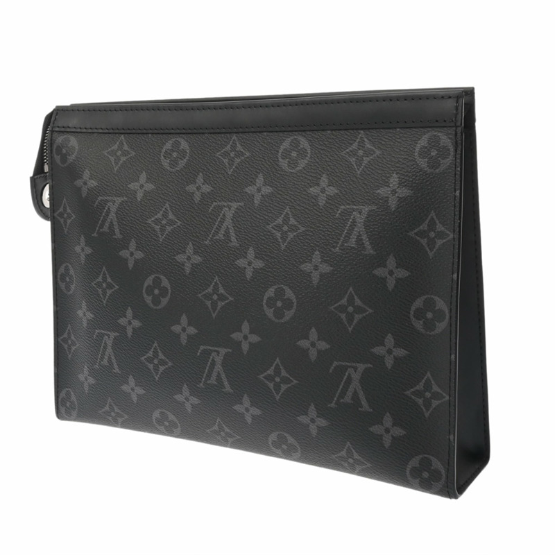 路易威登 (LOUIS VUITTON) Monogram Eclipse Pochette Voyage MM 黑色 M61692 男士帆布二等包 A 級二手 Ginzo-2