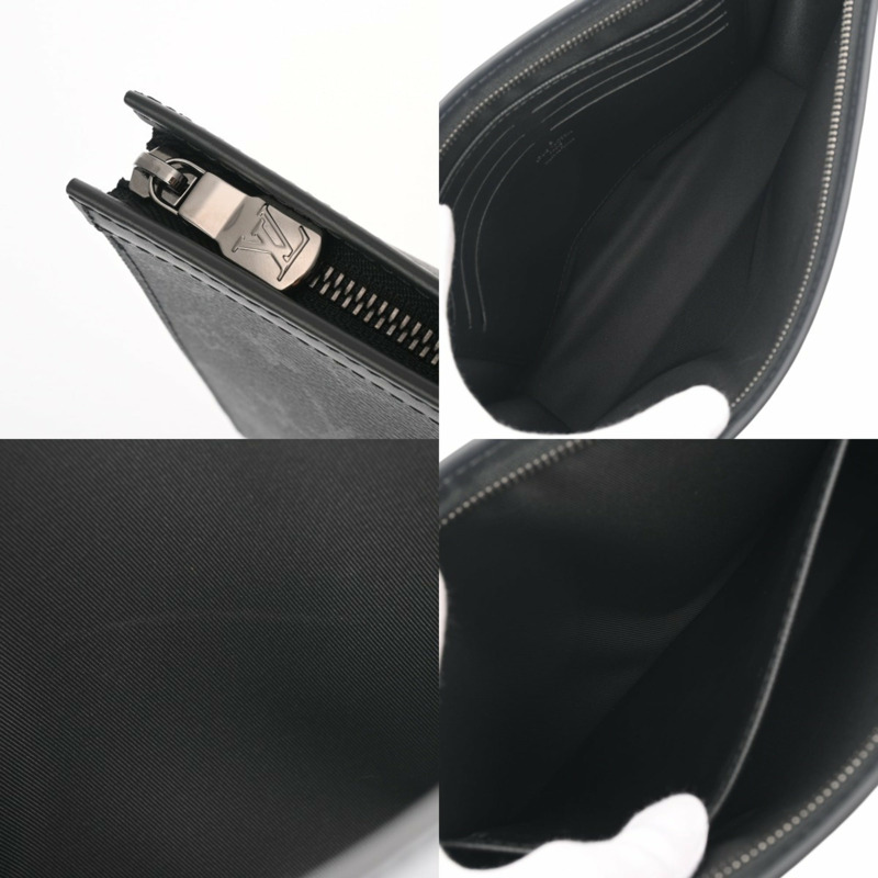 路易威登 (LOUIS VUITTON) Monogram Eclipse Pochette Voyage MM 黑色 M61692 男士帆布二等包 A 級二手 Ginzo-9
