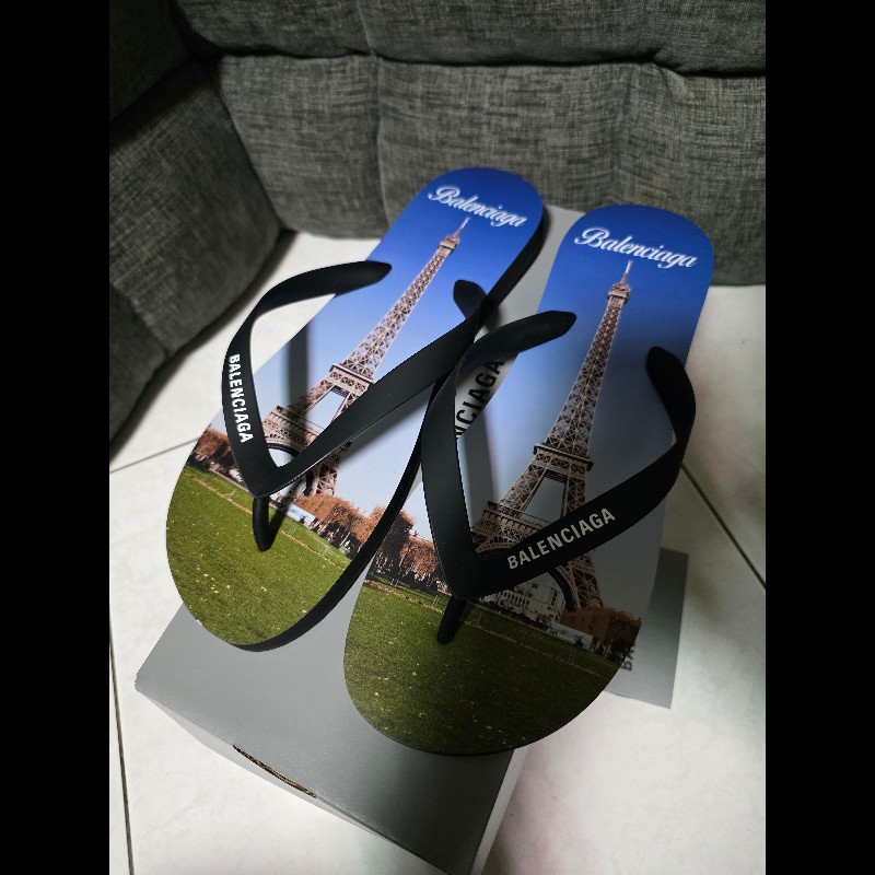 [全新]Balenciaga 巴黎世家 巴黎鐵塔 夾腳拖 42-1