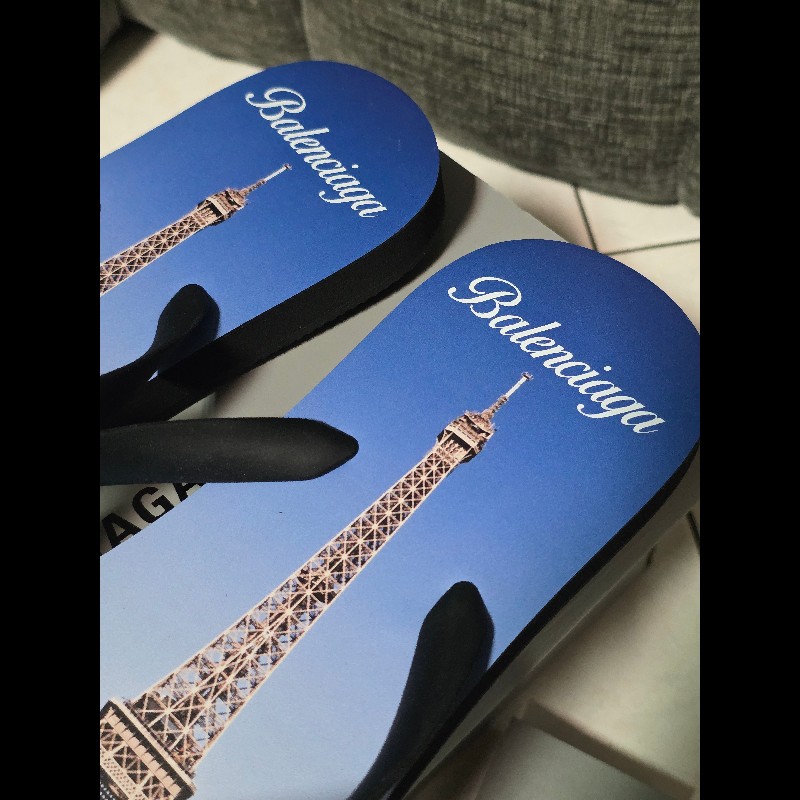 [全新]Balenciaga 巴黎世家 巴黎鐵塔 夾腳拖 42-3