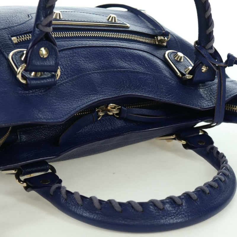 【日本直送】BALENCIAGA The Town 金屬邊飾皮革雙肩包 海軍藍 240579 正品 ARZ708SAV-5