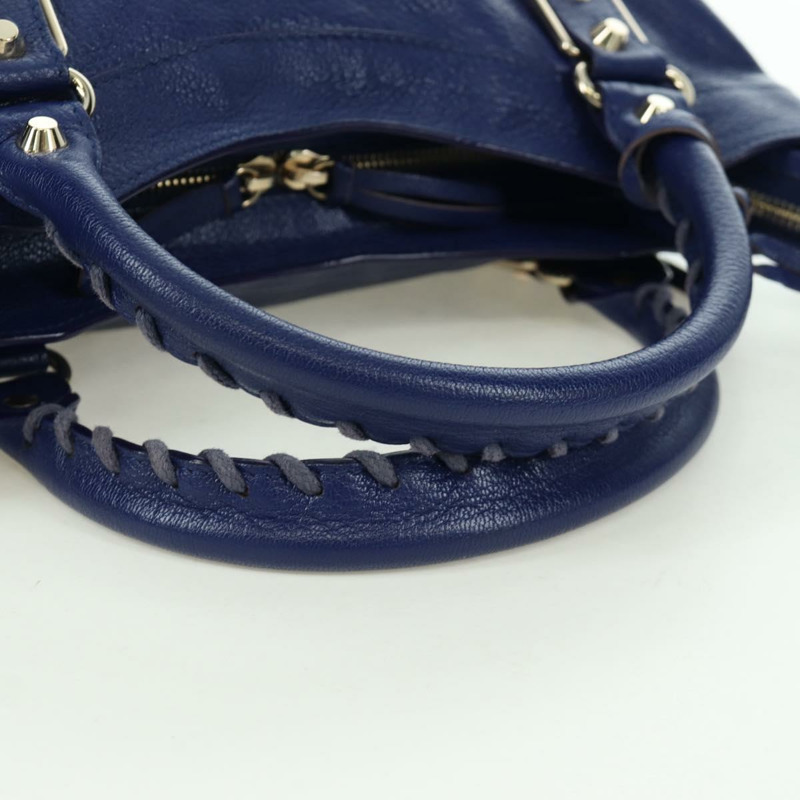 【日本直送】BALENCIAGA The Town 金屬邊飾皮革雙肩包 海軍藍 240579 正品 ARZ708SAV-6