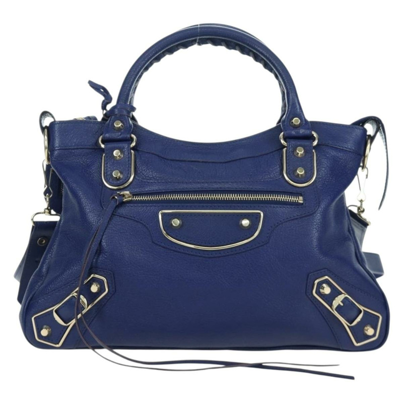 【日本直送】BALENCIAGA The Town 金屬邊飾皮革雙肩包 海軍藍 240579 正品 ARZ708SAV-12