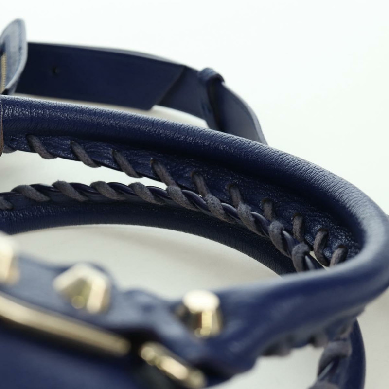 【日本直送】BALENCIAGA The Town 金屬邊飾皮革雙肩包 海軍藍 240579 正品 ARZ708SAV-13