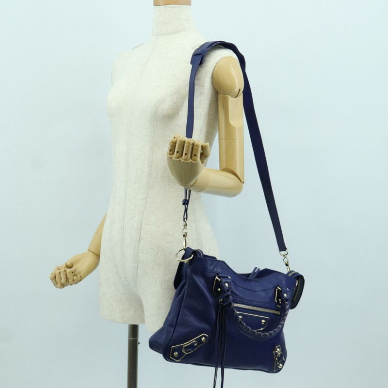 【日本直送】BALENCIAGA The Town 金屬邊飾皮革雙肩包 海軍藍 240579 正品 ARZ708SAV-27