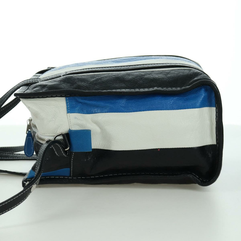 【日本直送】BALENCIAGA Bazaar Shopper S Bag 皮革 2way Blue Silver 443096 Auth BSZ626V-2
