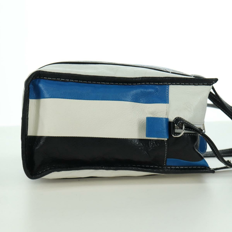 【日本直送】BALENCIAGA Bazaar Shopper S Bag 皮革 2way Blue Silver 443096 Auth BSZ626V-3