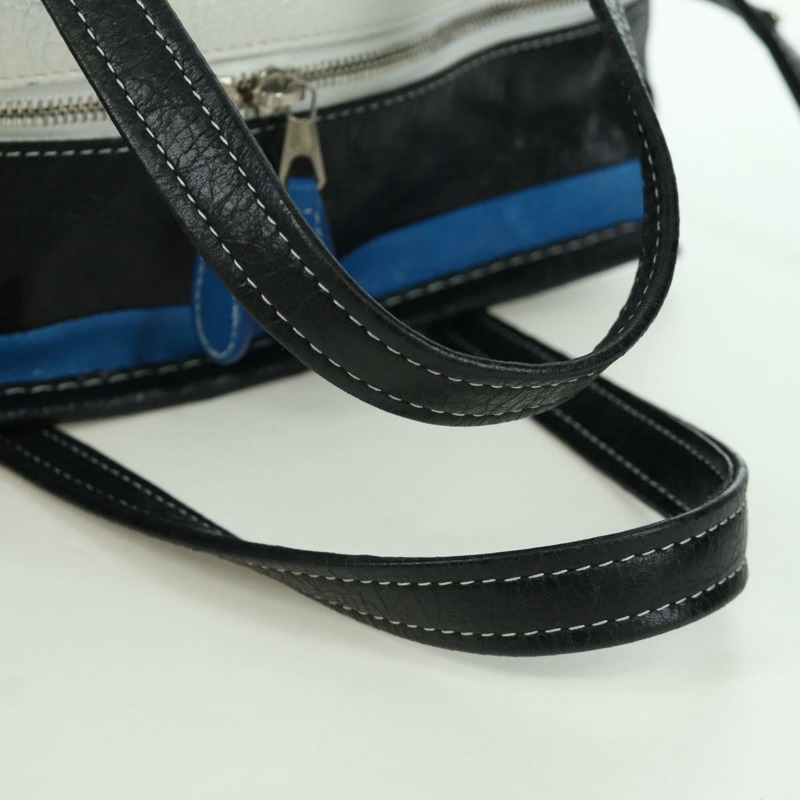 【日本直送】BALENCIAGA Bazaar Shopper S Bag 皮革 2way Blue Silver 443096 Auth BSZ626V-6