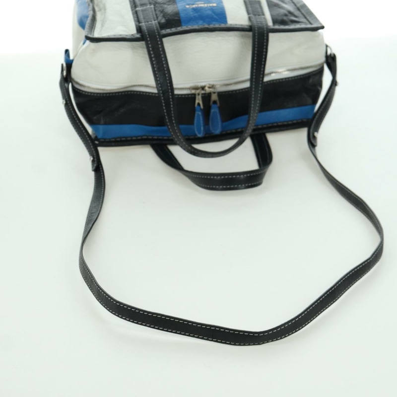 【日本直送】BALENCIAGA Bazaar Shopper S Bag 皮革 2way Blue Silver 443096 Auth BSZ626V-7