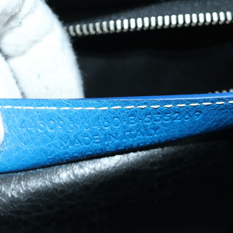 【日本直送】BALENCIAGA Bazaar Shopper S Bag 皮革 2way Blue Silver 443096 Auth BSZ626V-10