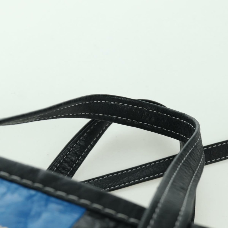 【日本直送】BALENCIAGA Bazaar Shopper S Bag 皮革 2way Blue Silver 443096 Auth BSZ626V-13