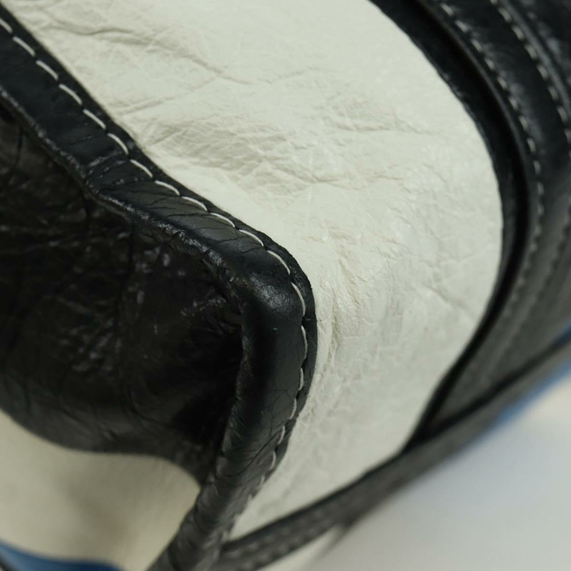 【日本直送】BALENCIAGA Bazaar Shopper S Bag 皮革 2way Blue Silver 443096 Auth BSZ626V-16