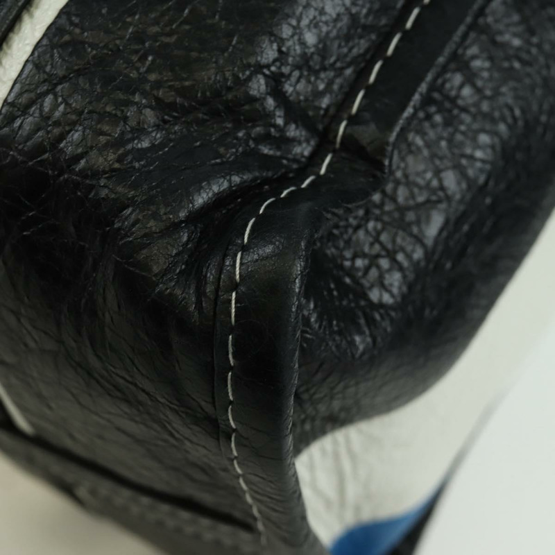 【日本直送】BALENCIAGA Bazaar Shopper S Bag 皮革 2way Blue Silver 443096 Auth BSZ626V-17