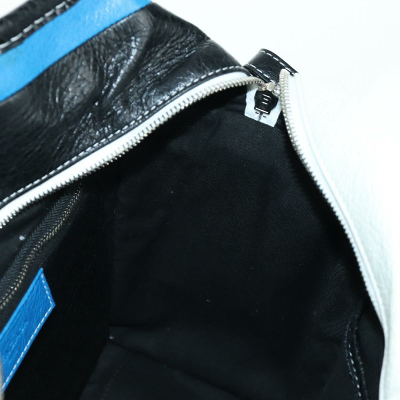 【日本直送】BALENCIAGA Bazaar Shopper S Bag 皮革 2way Blue Silver 443096 Auth BSZ626V-22