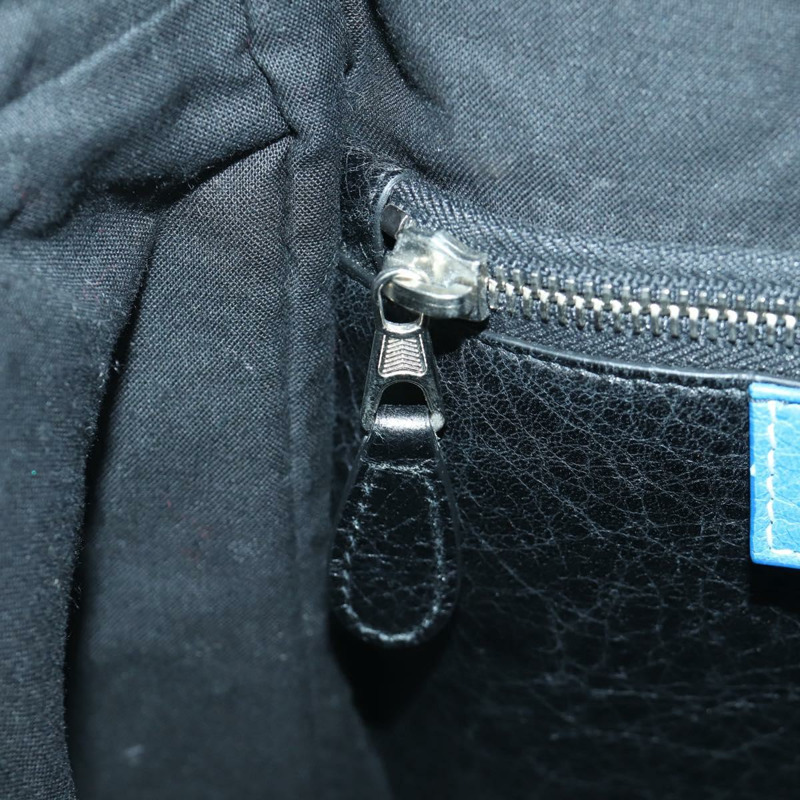 【日本直送】BALENCIAGA Bazaar Shopper S Bag 皮革 2way Blue Silver 443096 Auth BSZ626V-23