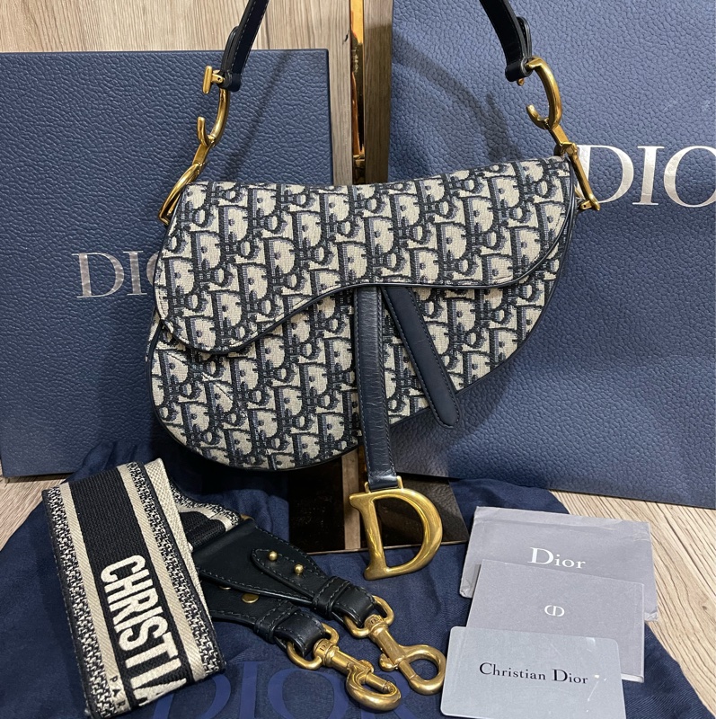 Dior經典緹花馬鞍包+背袋（原價整個18萬多現在出清價）-4