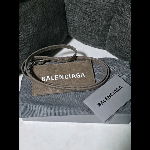 [全新]Balenciaga 巴黎世家 掛繩零錢卡夾 棕色
