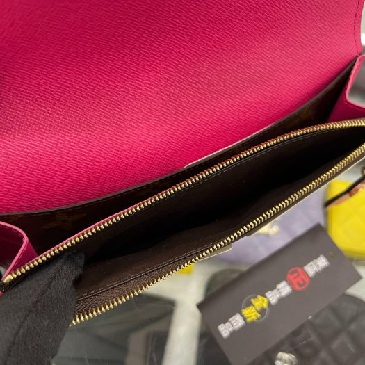 東區正精品㊣LV M64202 EMILIE 全新未使用原花粉色內裡金釦花朵小花微笑零錢袋皮夾長夾 RZ6342-12