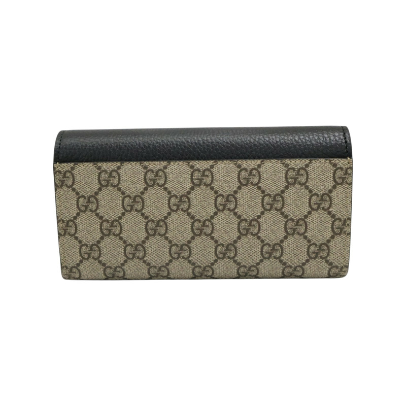 黑色牛皮 烏木色PVC塗層帆布 Petite Marmont 長夾【GUCCI 古馳】 456116-1