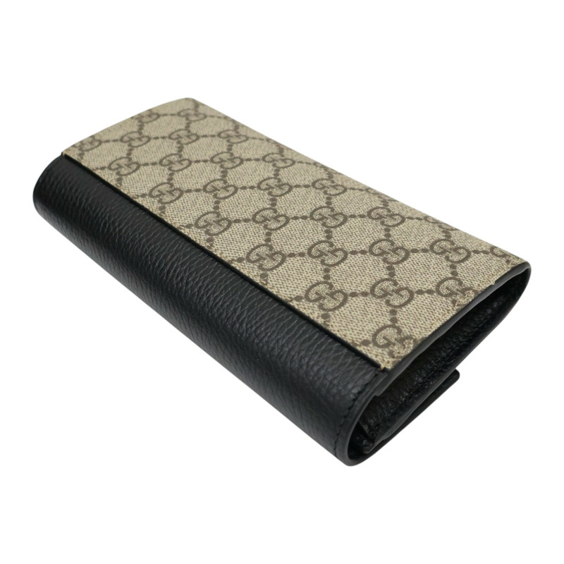 黑色牛皮 烏木色PVC塗層帆布 Petite Marmont 長夾【GUCCI 古馳】 456116-3