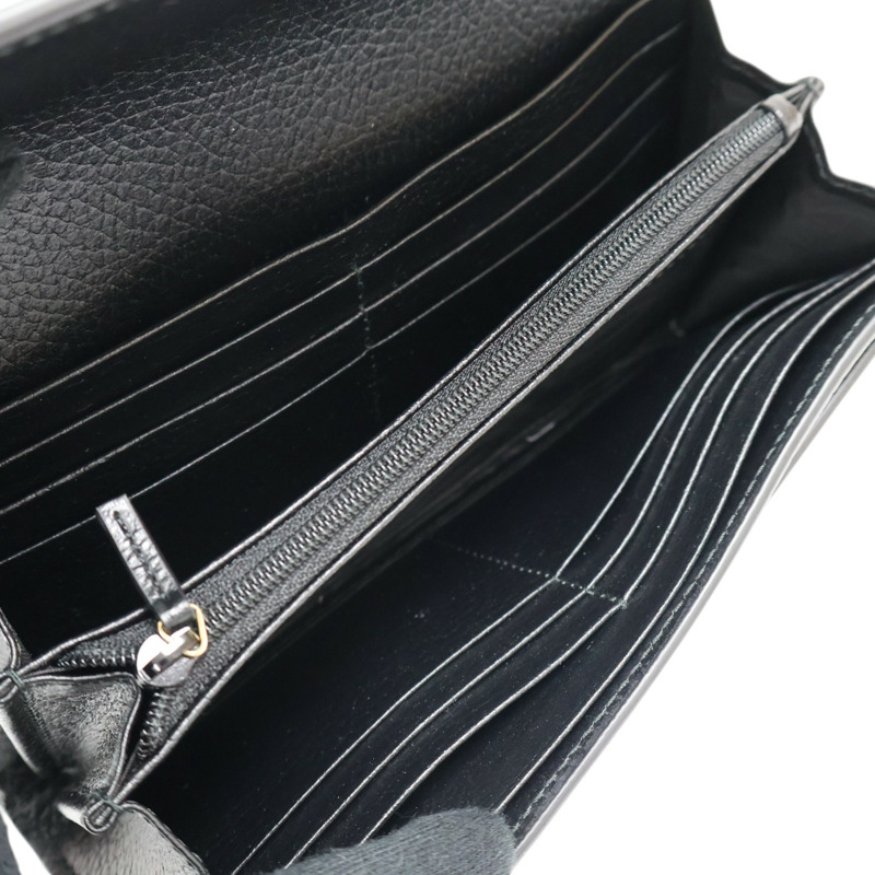 黑色牛皮 烏木色PVC塗層帆布 Petite Marmont 長夾【GUCCI 古馳】 456116-4