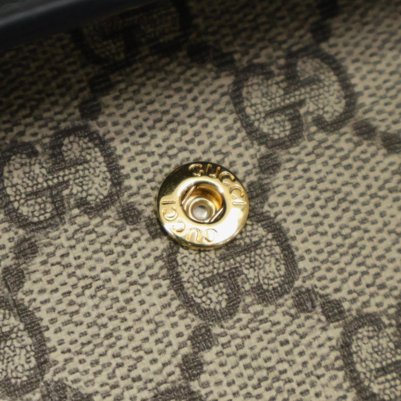 黑色牛皮 烏木色PVC塗層帆布 Petite Marmont 長夾【GUCCI 古馳】 456116-9