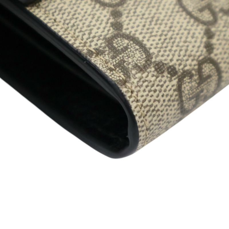 黑色牛皮 烏木色PVC塗層帆布 Petite Marmont 長夾【GUCCI 古馳】 456116-11