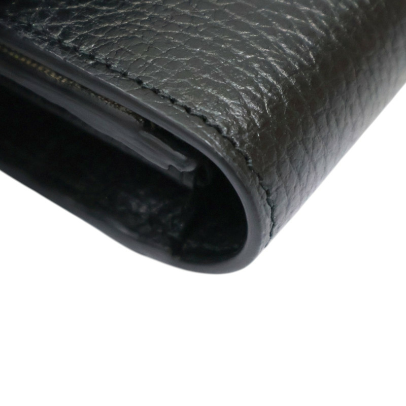 黑色牛皮 烏木色PVC塗層帆布 Petite Marmont 長夾【GUCCI 古馳】 456116-13