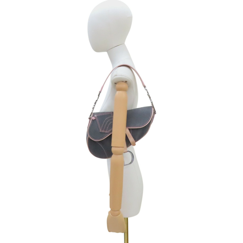 粉/灰色 丹寧 saddle 馬鞍包 肩背包【Dior 迪奧】-8