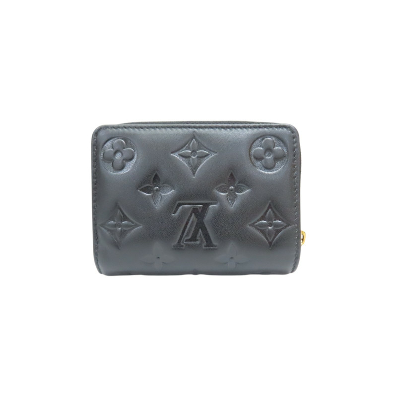 黑色 原花 壓紋 羊皮 Lou Coussin 短夾【LOUIS VUITTON LV 路易威登】 M81599-1