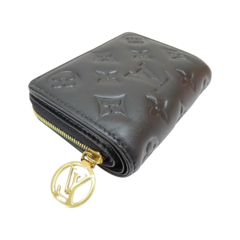 黑色 原花 壓紋 羊皮 Lou Coussin 短夾【LOUIS VUITTON LV 路易威登】 M81599-2