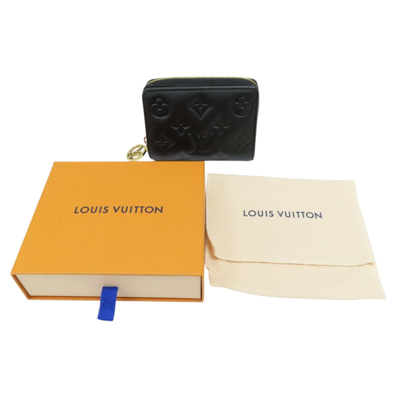 黑色 原花 壓紋 羊皮 Lou Coussin 短夾【LOUIS VUITTON LV 路易威登】 M81599-8