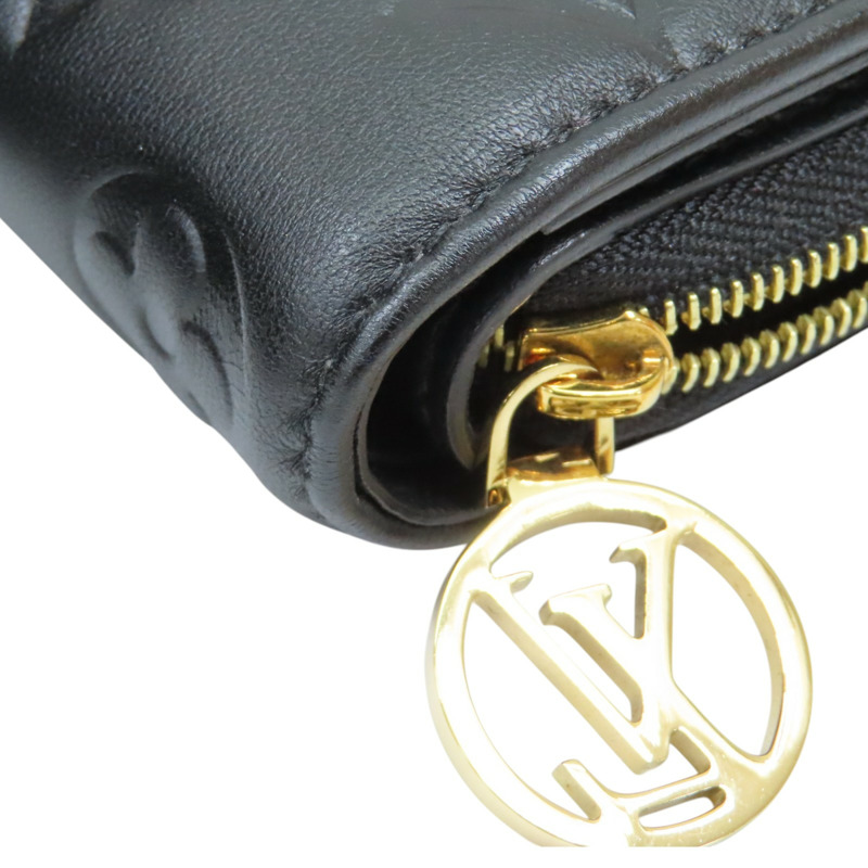 黑色 原花 壓紋 羊皮 Lou Coussin 短夾【LOUIS VUITTON LV 路易威登】 M81599-12