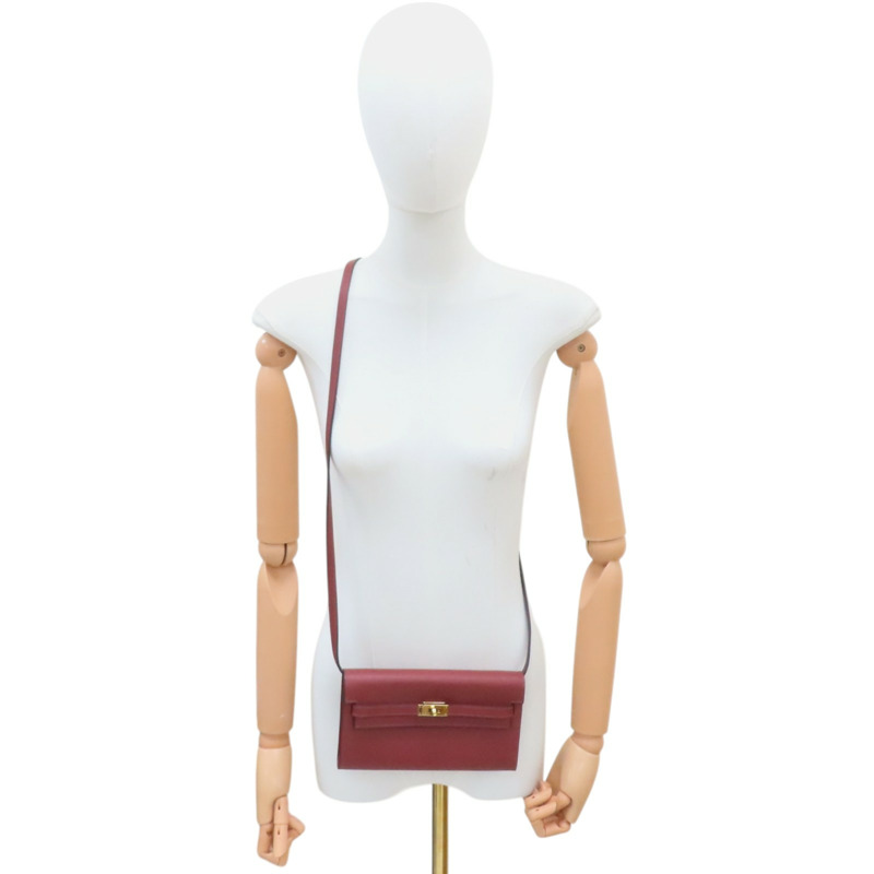 暗紅色 Evercolor牛皮 Kelly To Go 肩背包 金釦 W刻【HERMES 愛馬仕】 H084169CC-9