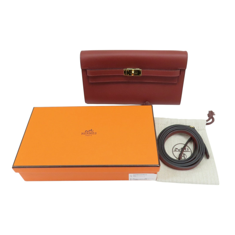 暗紅色 Evercolor牛皮 Kelly To Go 肩背包 金釦 W刻【HERMES 愛馬仕】 H084169CC-10