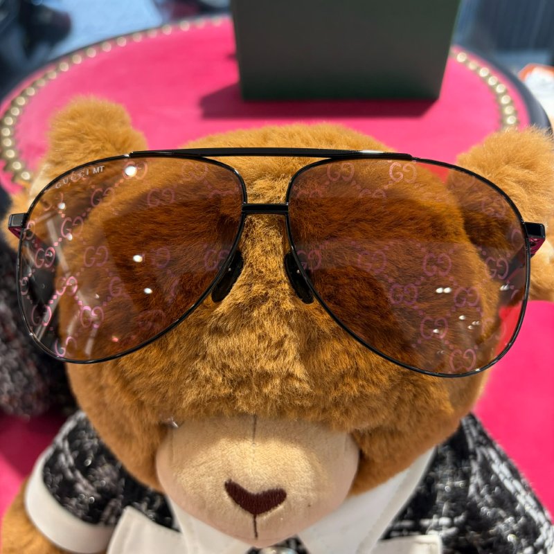 GUCCI 全新滿版LOGO 飛行墨鏡黑黃-1