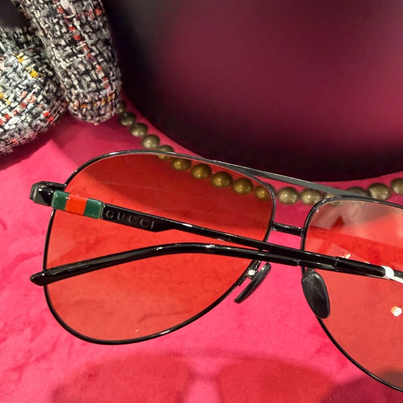 GUCCI 全新滿版LOGO 飛行墨鏡黑黃-5