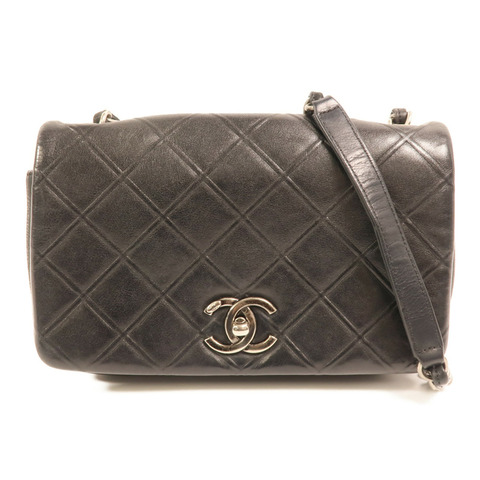 CHANEL 牛皮皮革Chain Shoulder銀扣鏈帶肩背袋