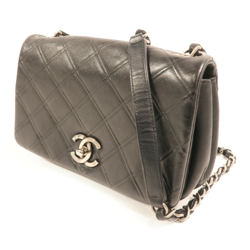 CHANEL 牛皮皮革Chain Shoulder銀扣鏈帶肩背袋-2