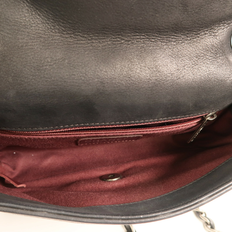 CHANEL 牛皮皮革Chain Shoulder銀扣鏈帶肩背袋-4