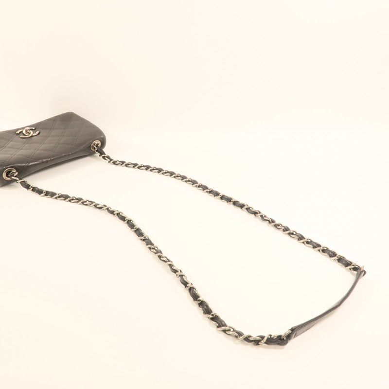 CHANEL 牛皮皮革Chain Shoulder銀扣鏈帶肩背袋-7