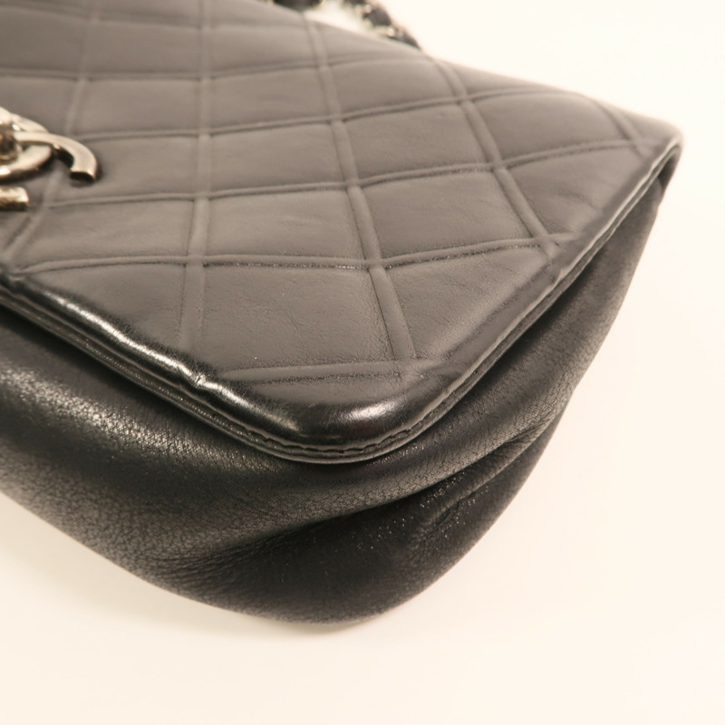 CHANEL 牛皮皮革Chain Shoulder銀扣鏈帶肩背袋-9