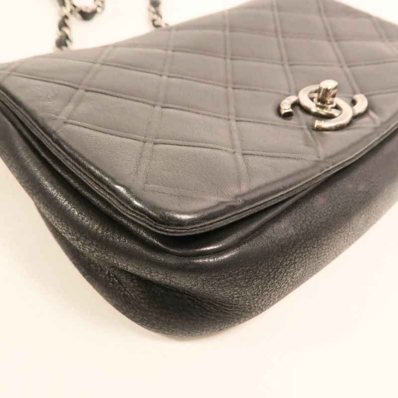 CHANEL 牛皮皮革Chain Shoulder銀扣鏈帶肩背袋-10