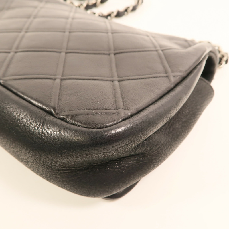 CHANEL 牛皮皮革Chain Shoulder銀扣鏈帶肩背袋-11