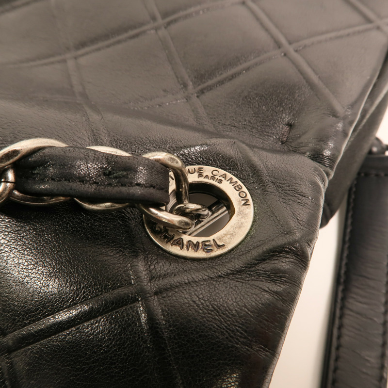 CHANEL 牛皮皮革Chain Shoulder銀扣鏈帶肩背袋-14