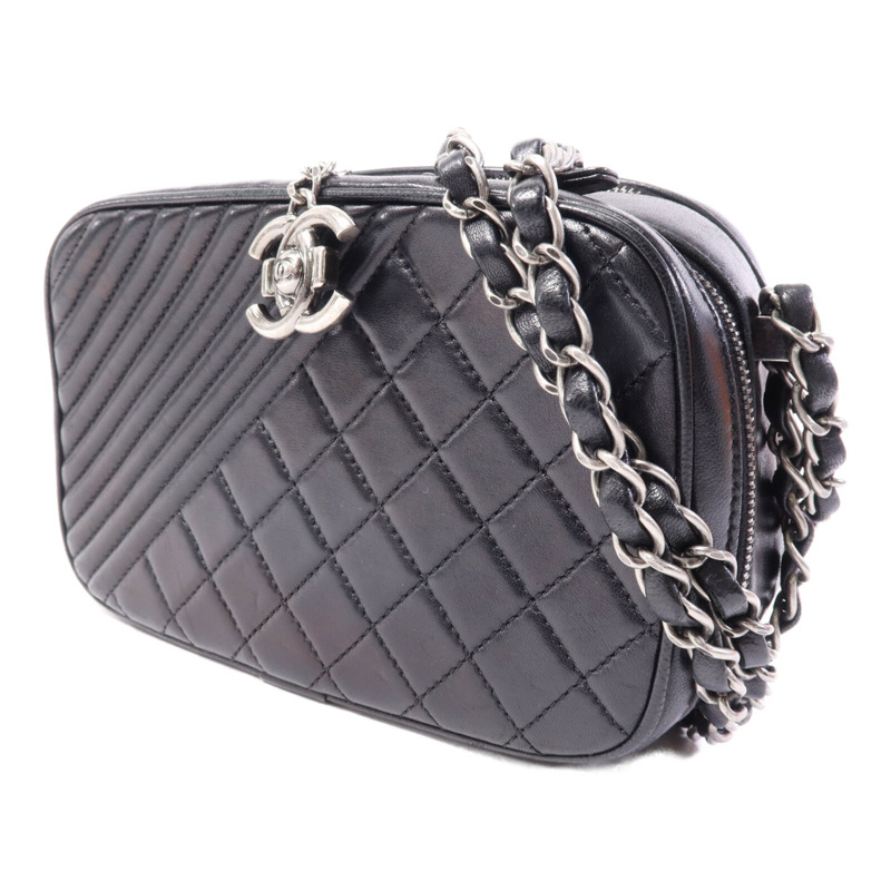 CHANEL 牛皮皮革Coco Boy Camera Bag銀扣鏈帶肩背袋-2